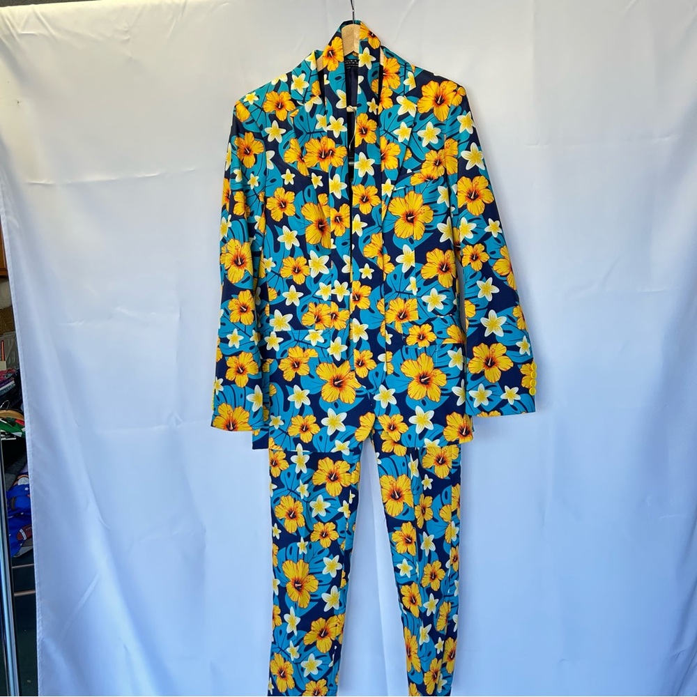 Opposuits Men’s Funny Costume Party Suit - Small, Floral Pattern, 3 Piece